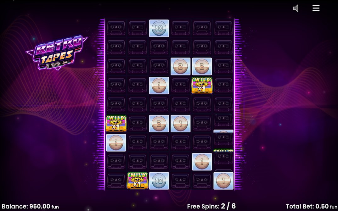 Screen of a Free Spins round with Wild Tape Symbols