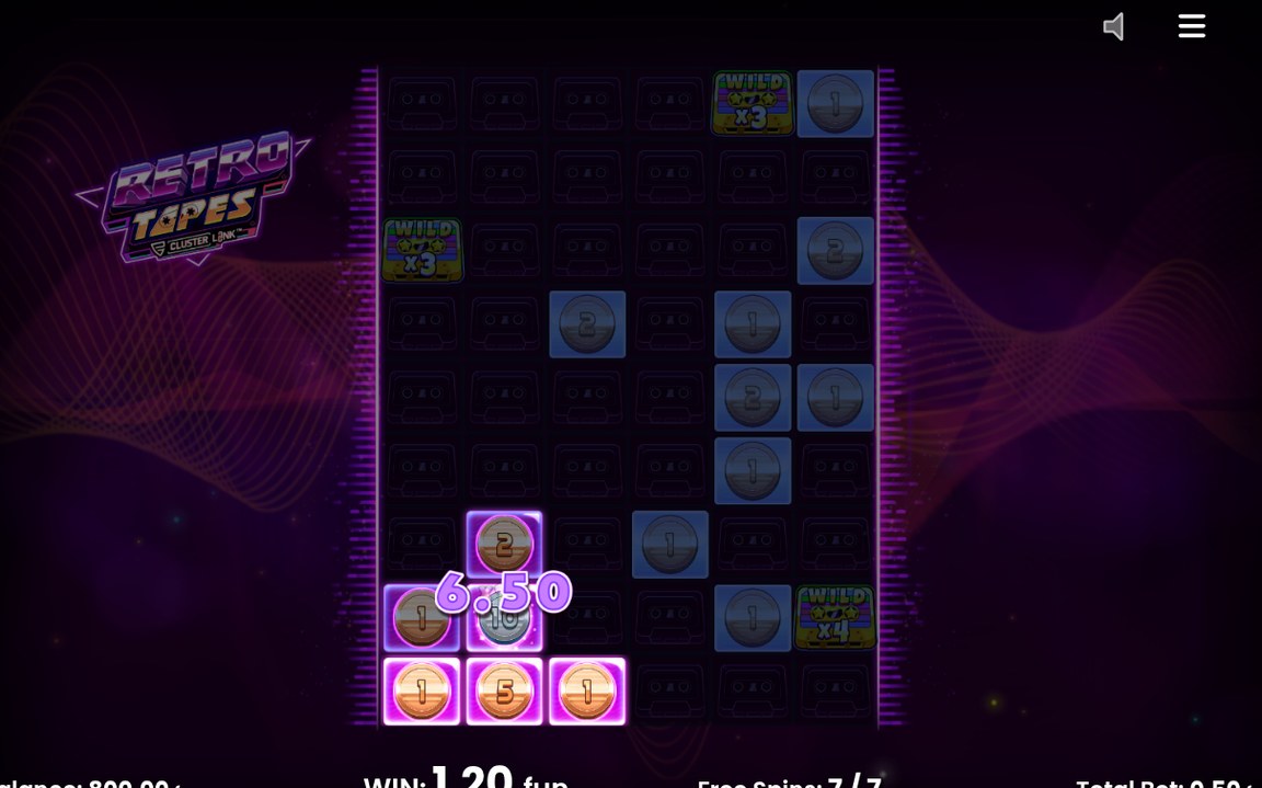 Free Spins round on the 6x9 Cluster Link grid